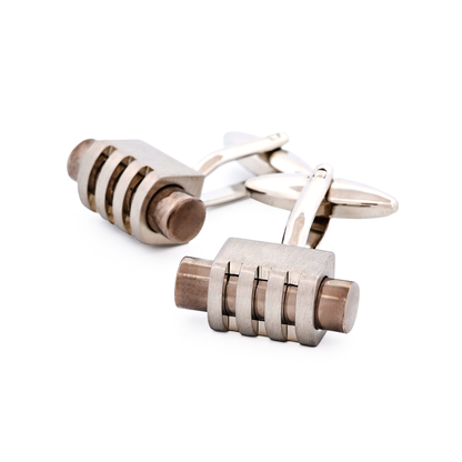 Brush Rhodium Gun Metal Cufflinks