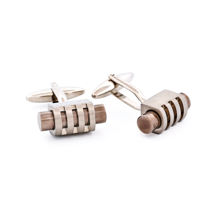 Brush Rhodium Gun Metal Cufflinks