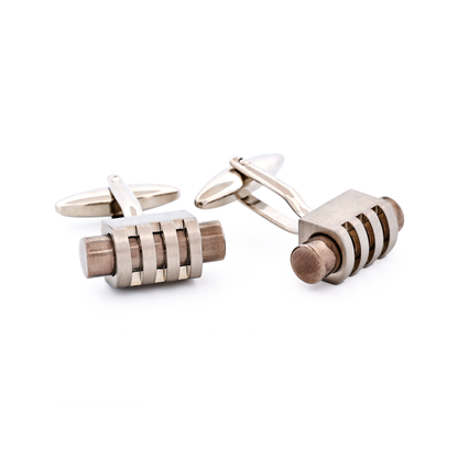 Brush Rhodium Gun Metal Cufflinks