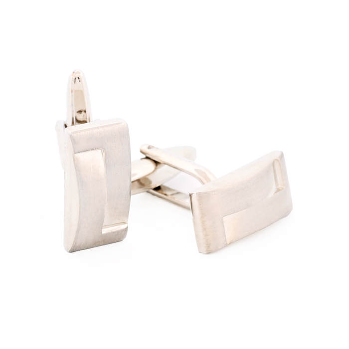 Brush Rhodium Plated Cufflinks