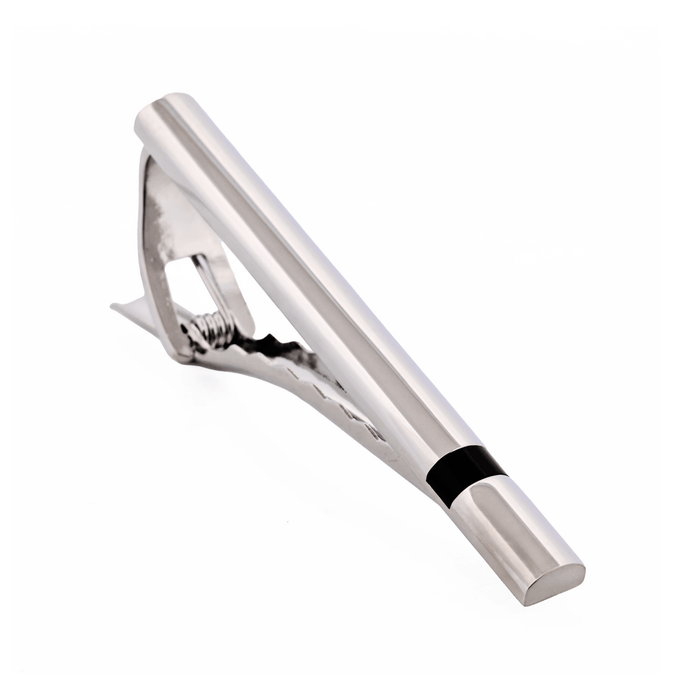 Brush Rhodium/Black Tie Bar 60mm