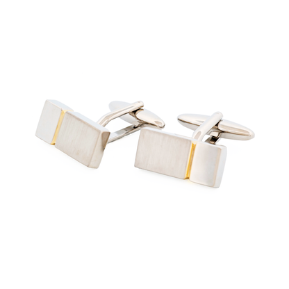 Brushed Rhodium Polished Gold Cufflinks