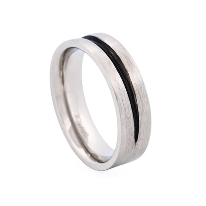 Brushed Stainless Steel with Black Resin Centre