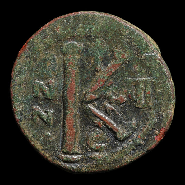Byzantine Empire, Emperor Justinian I, AE Half-Follis (Sear 208) - 542 to 543 CE - Byzantine Empire
