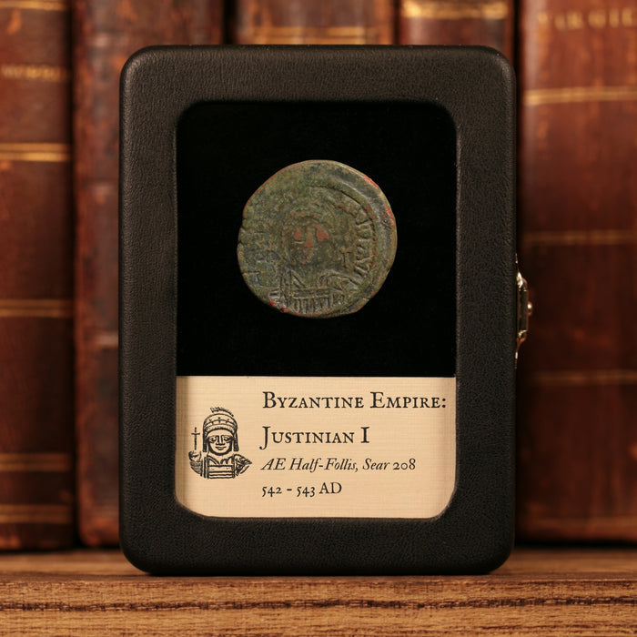 Byzantine Empire, Emperor Justinian I, AE Half-Follis (Sear 208) - 542 to 543 CE - Byzantine Empire