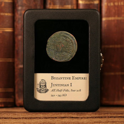 Byzantine Empire, Emperor Justinian I, AE Half-Follis (Sear 208) - 542 to 543 CE - Byzantine Empire