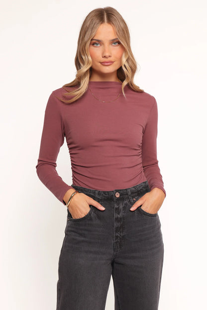 Nissa Long Sleeve Top - Chocolate Cherry