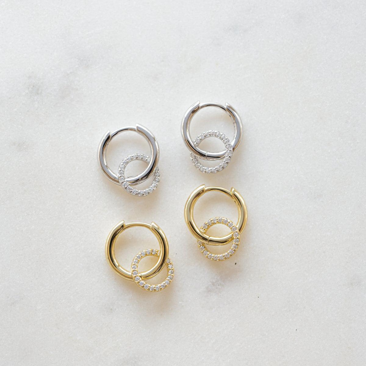 CZ Circle Charm Hoops