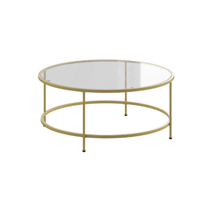Circular Glass and Gold Coffee Table