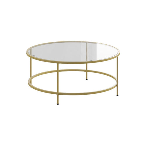 Circular Glass and Gold Coffee Table