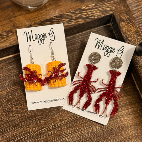 Corn & Crawfish Dangle Earrings