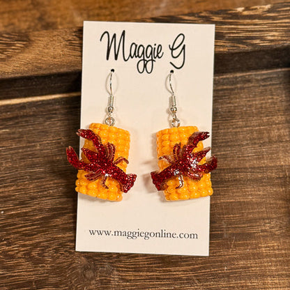 Corn & Crawfish Dangle Earrings