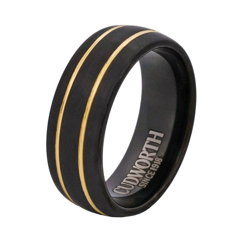 Cudworth Brushed Black and Gold Ion Plated Tungsten Ring - Dual Sovereign