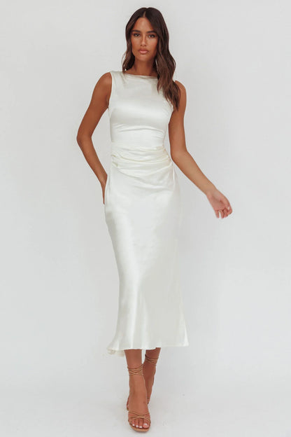 Helsi Pearl Back Midi Dress White