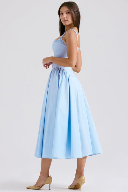 italian azure cotton midi sundress
