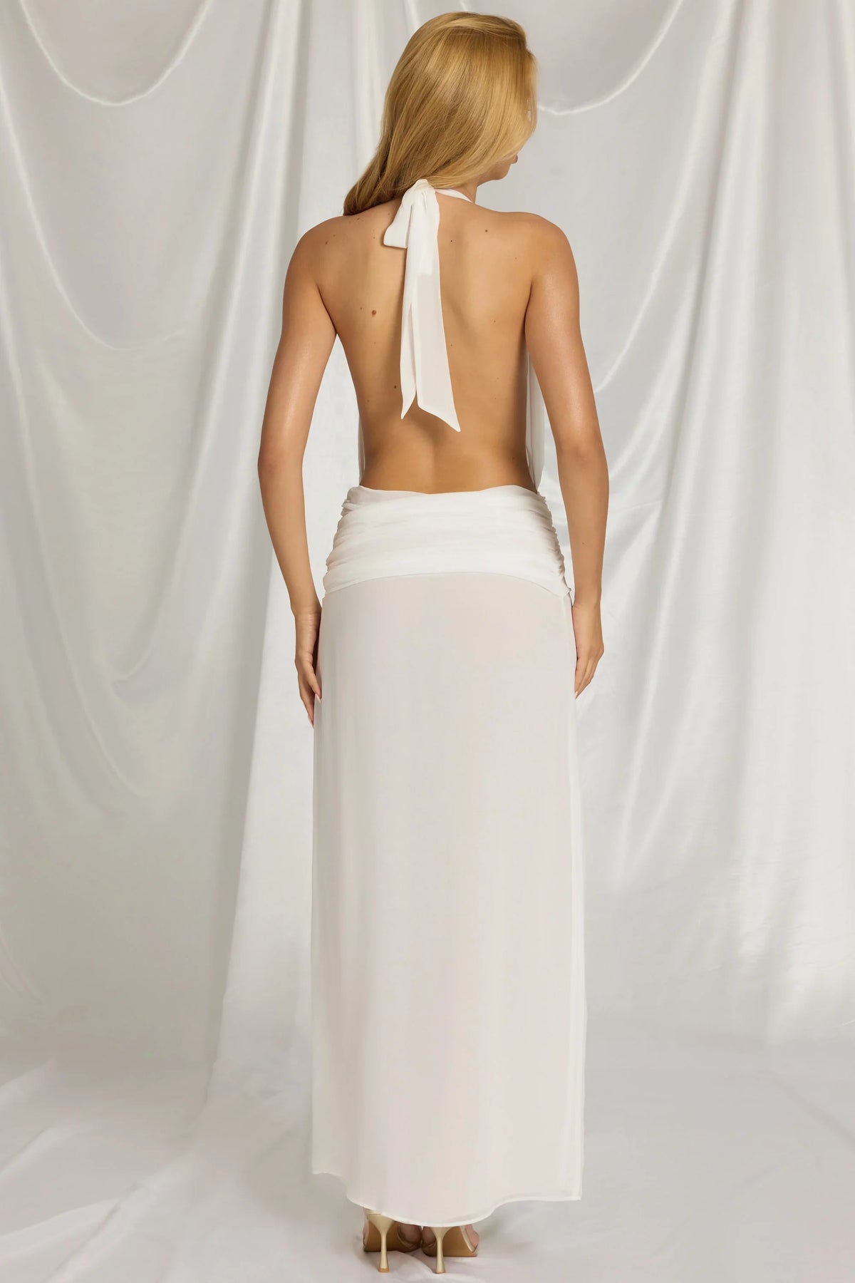 Halterneck Maxi Dress in White