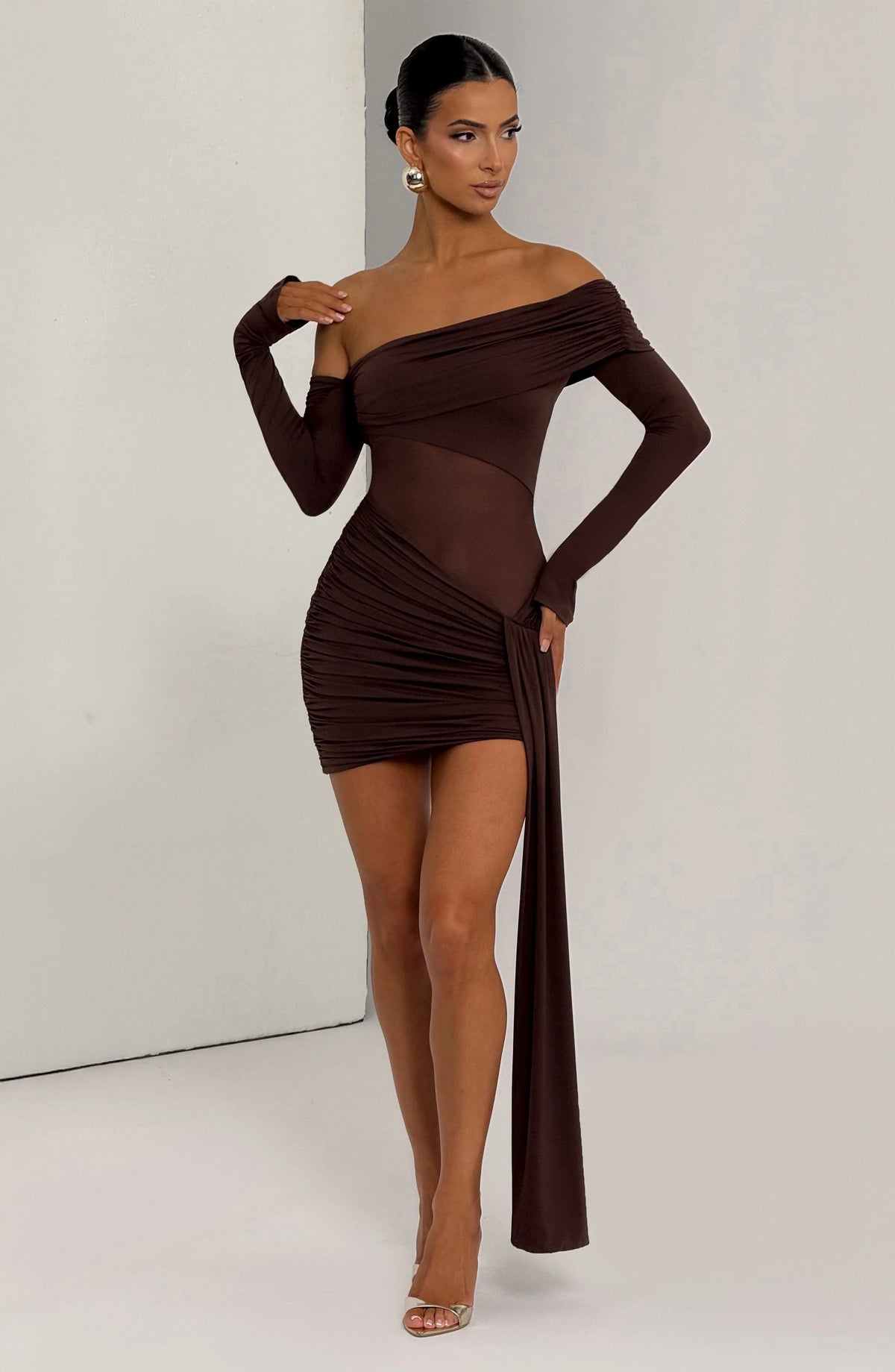 Mavra Mini Dress - Plum Brown