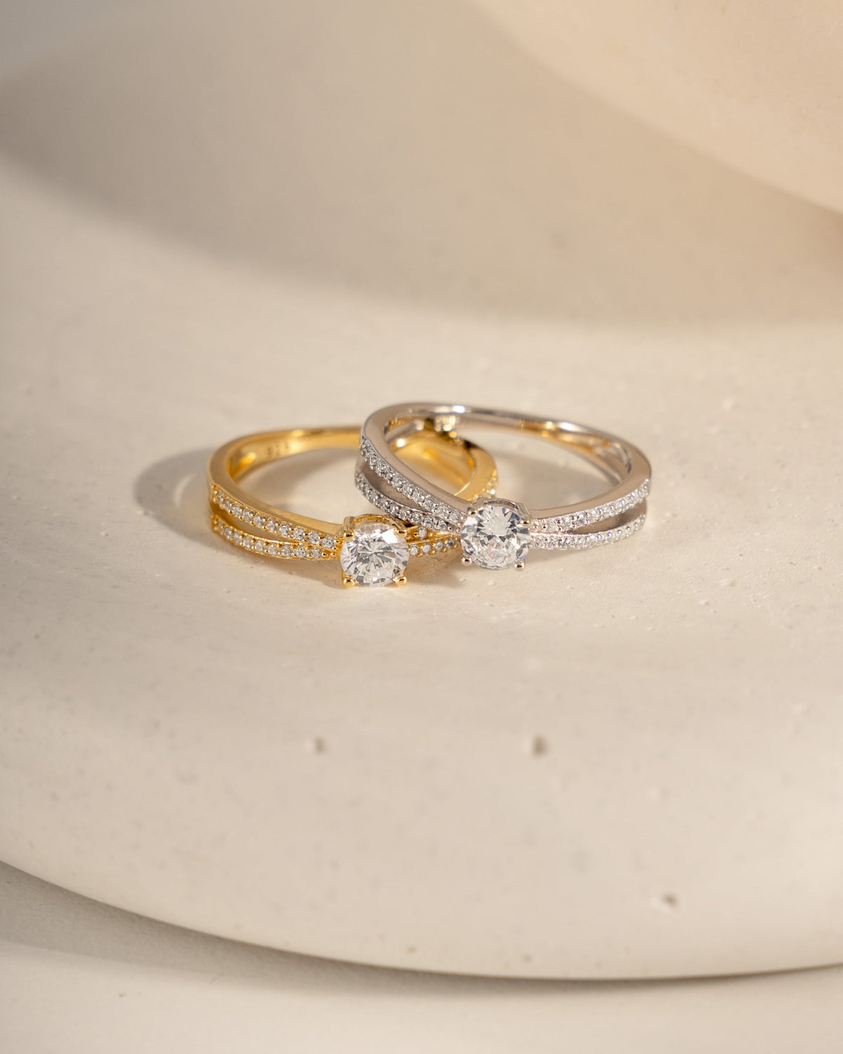 Double Shank Diamond Ring