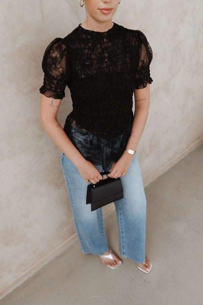 Adeline Peplum Top - Black