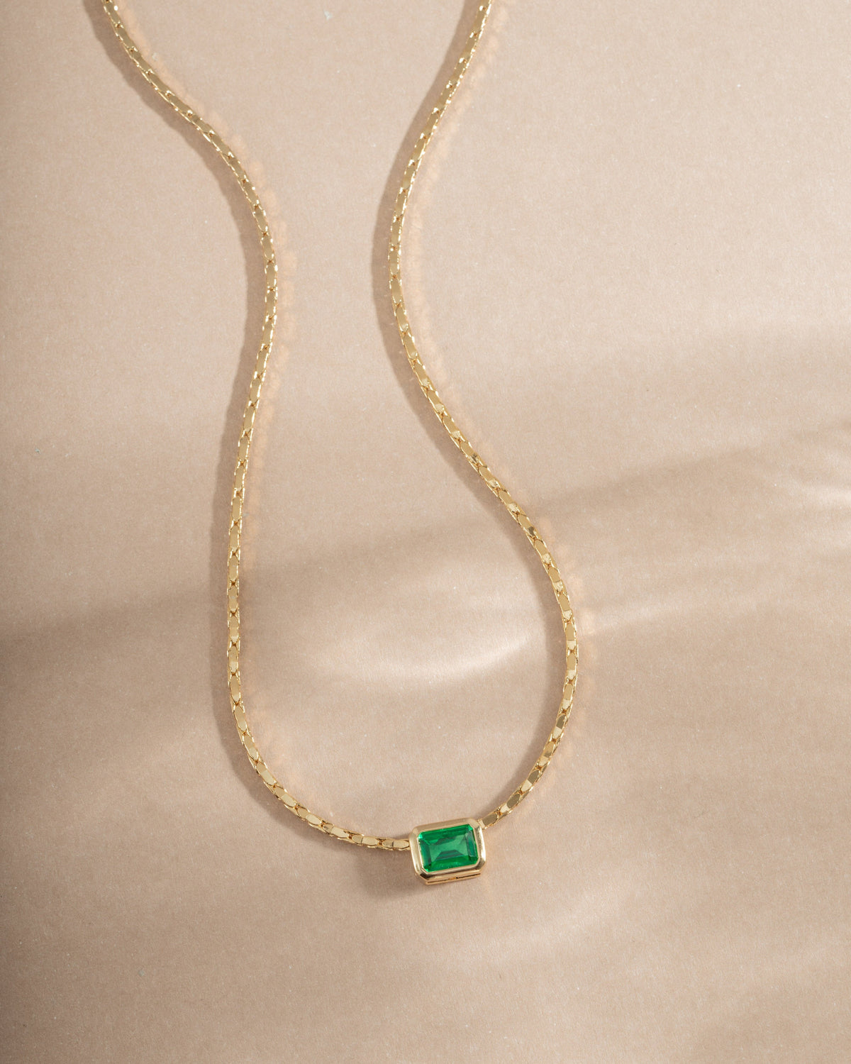 Emerald Baguette Bezel Statement Necklace