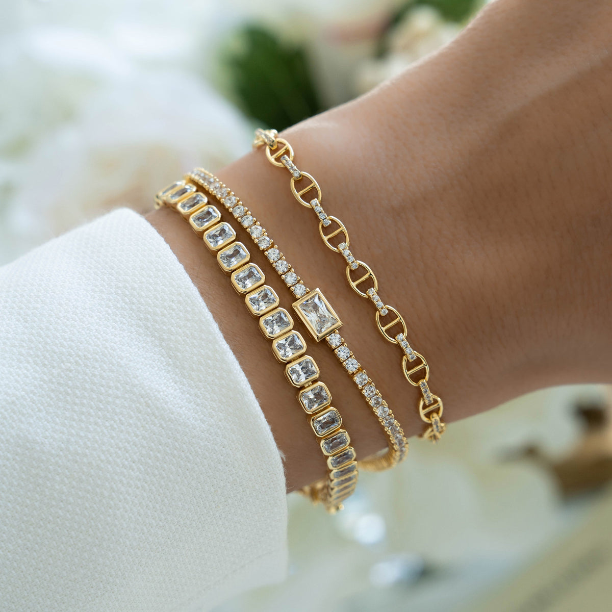 Emerald-Cut Bezel Tennis Bracelet