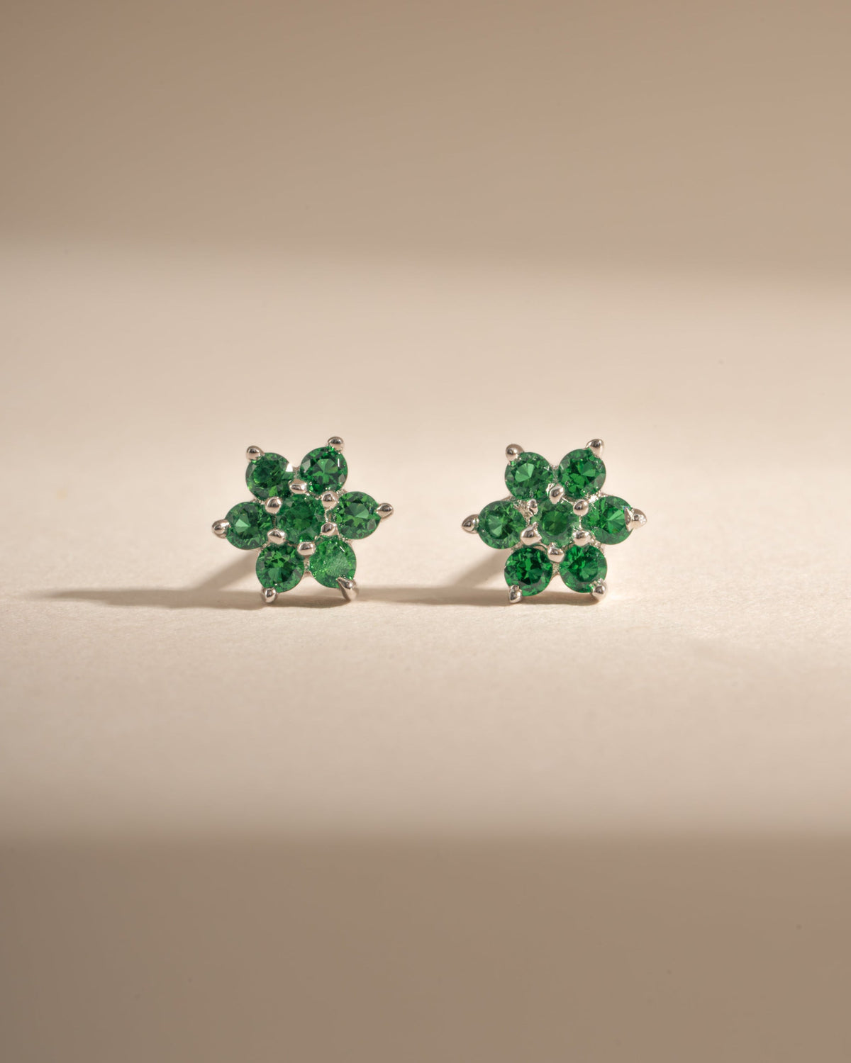 Emerald Flower Studs