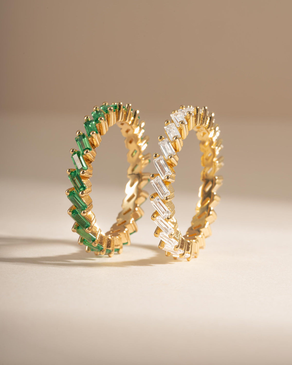 Slanted Emerald Baguette Ring