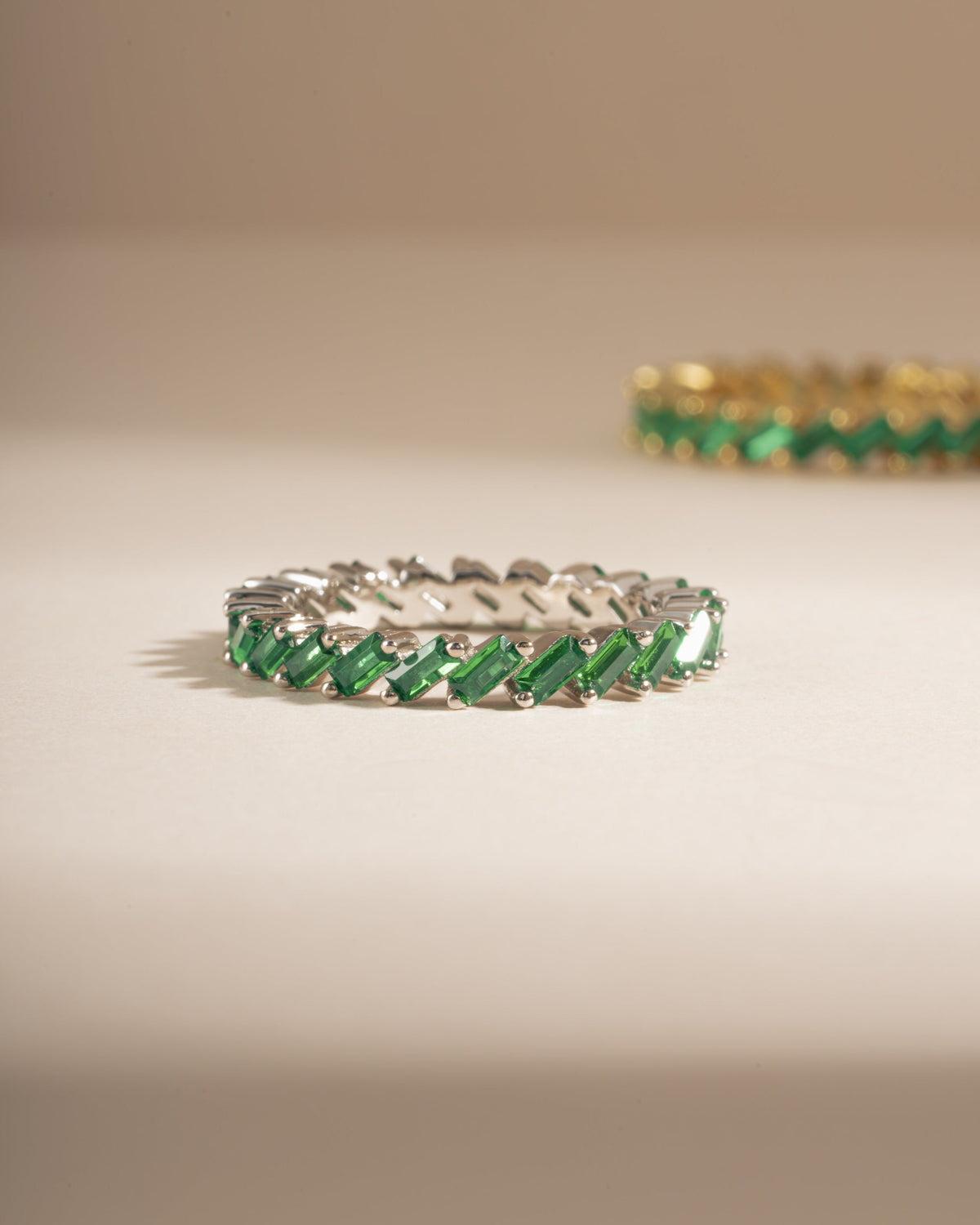 Slanted Emerald Baguette Ring