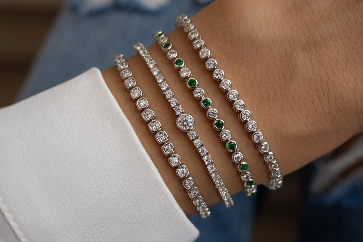 Charlie Emerald & CZ Tennis Bracelet