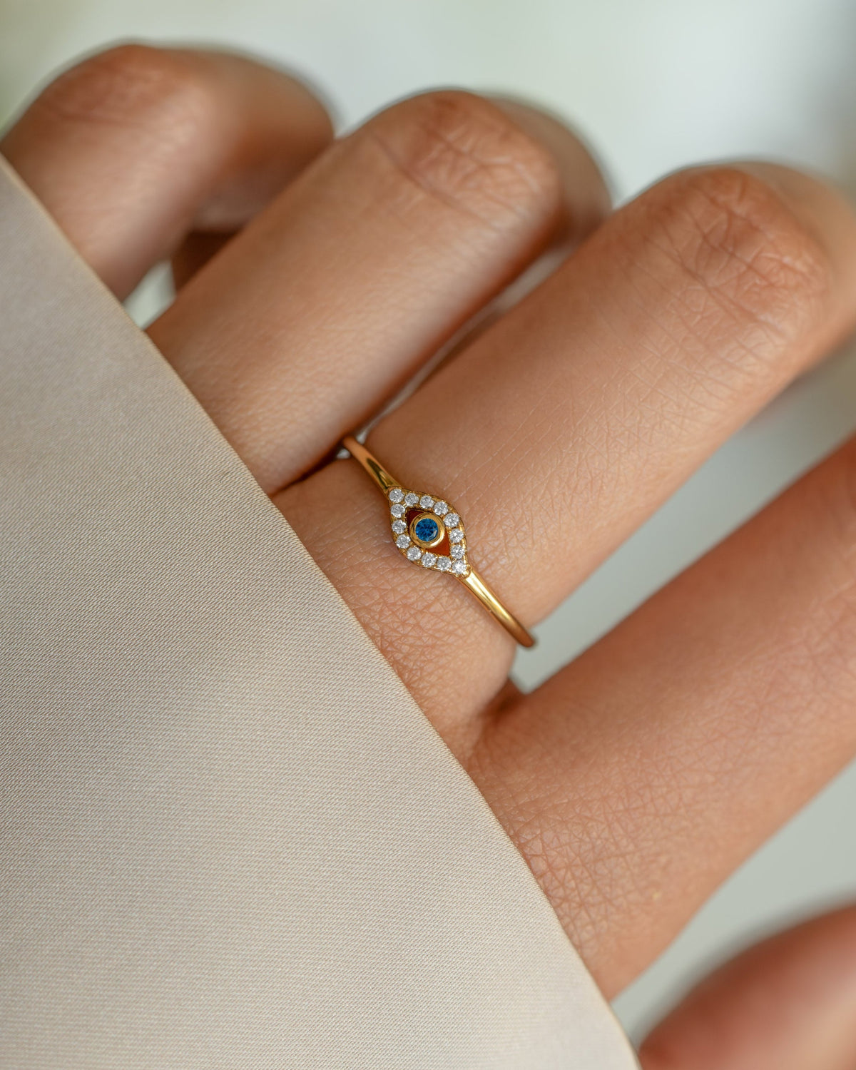 Tiny Blue Evil Eye Ring