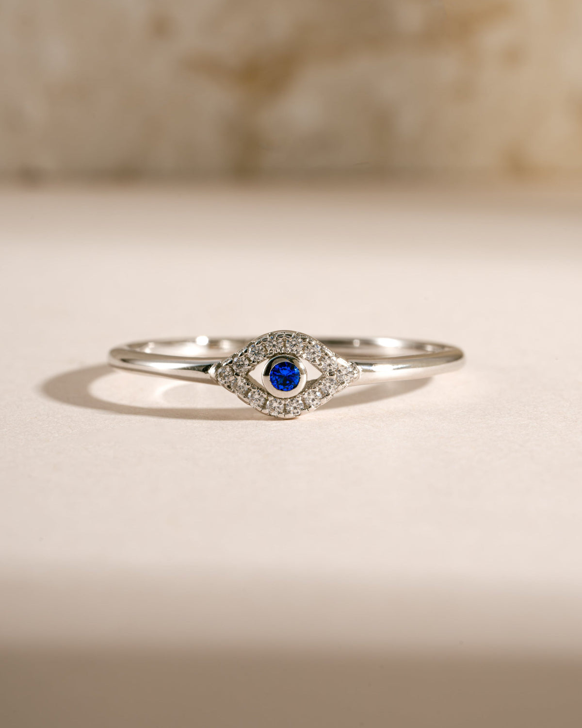 Tiny Blue Evil Eye Ring