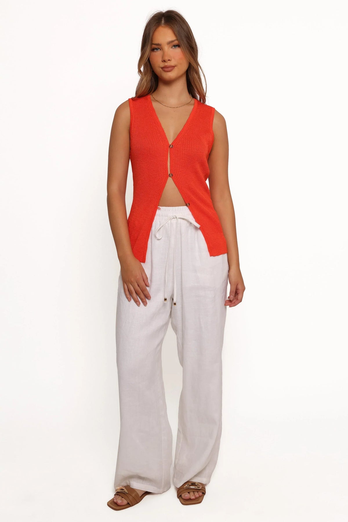 Parma Knit Vest Top - Blood Orange