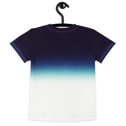 Falling Astronaut Kid's Tee in Galactic Horizon Gradient. CPSIA Compliant, OEKO-TEX® 100, REACH Compliant.