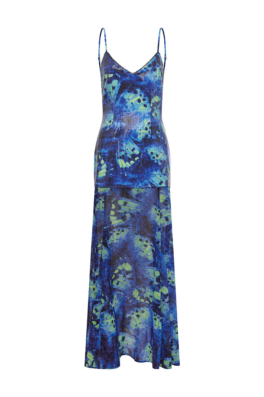 TULIA LOW BACK MAXI DRESS - ELIANA BLUE