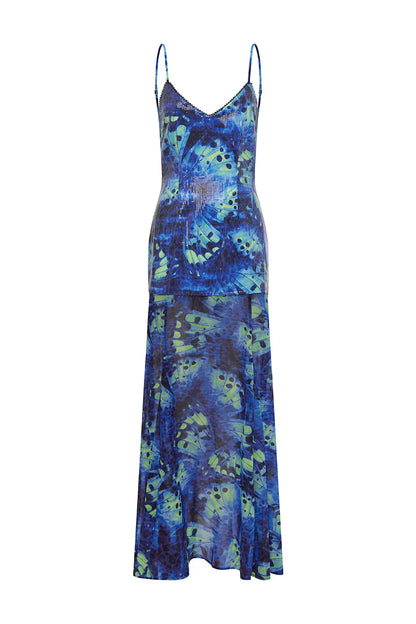 TULIA LOW BACK MAXI DRESS - ELIANA BLUE