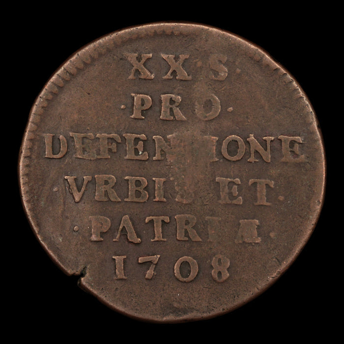 France, City of Lille, Seige Coinage (20 Sols) - 1708 CE - War of the Spanish Succession