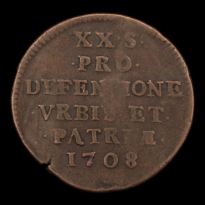 France, City of Lille, Seige Coinage (20 Sols) - 1708 CE - War of the Spanish Succession