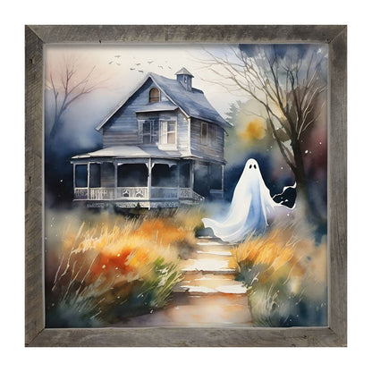 Ghost in front of grey house