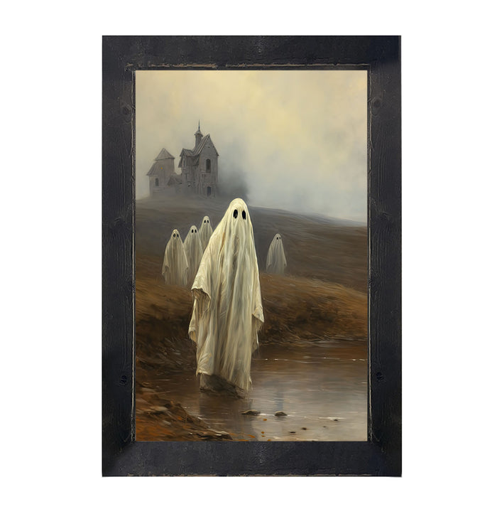 Ghosts in front of old house