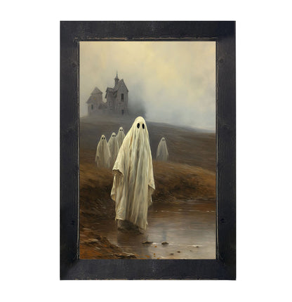 Ghosts in front of old house
