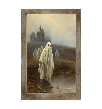 Ghosts in front of old house