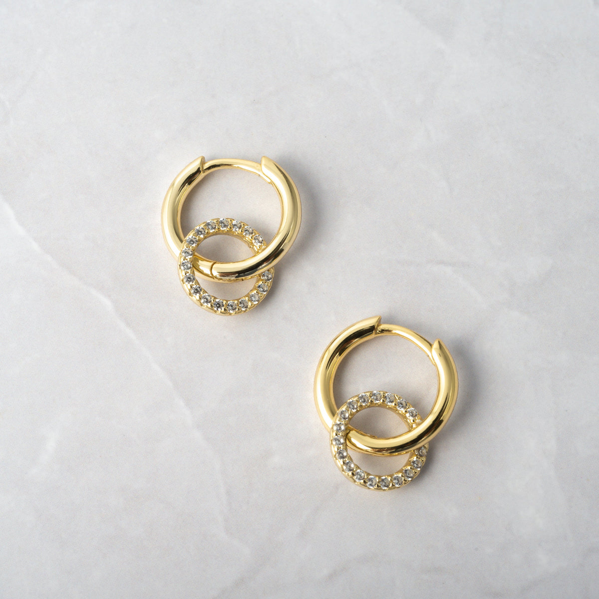 CZ Circle Charm Hoops