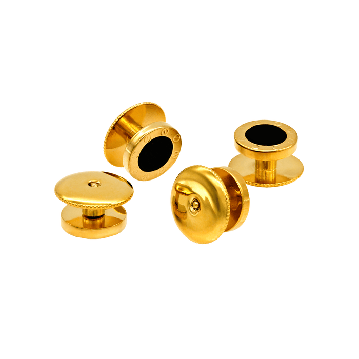 Gold Onyx Rnd Screw Shirt Stud