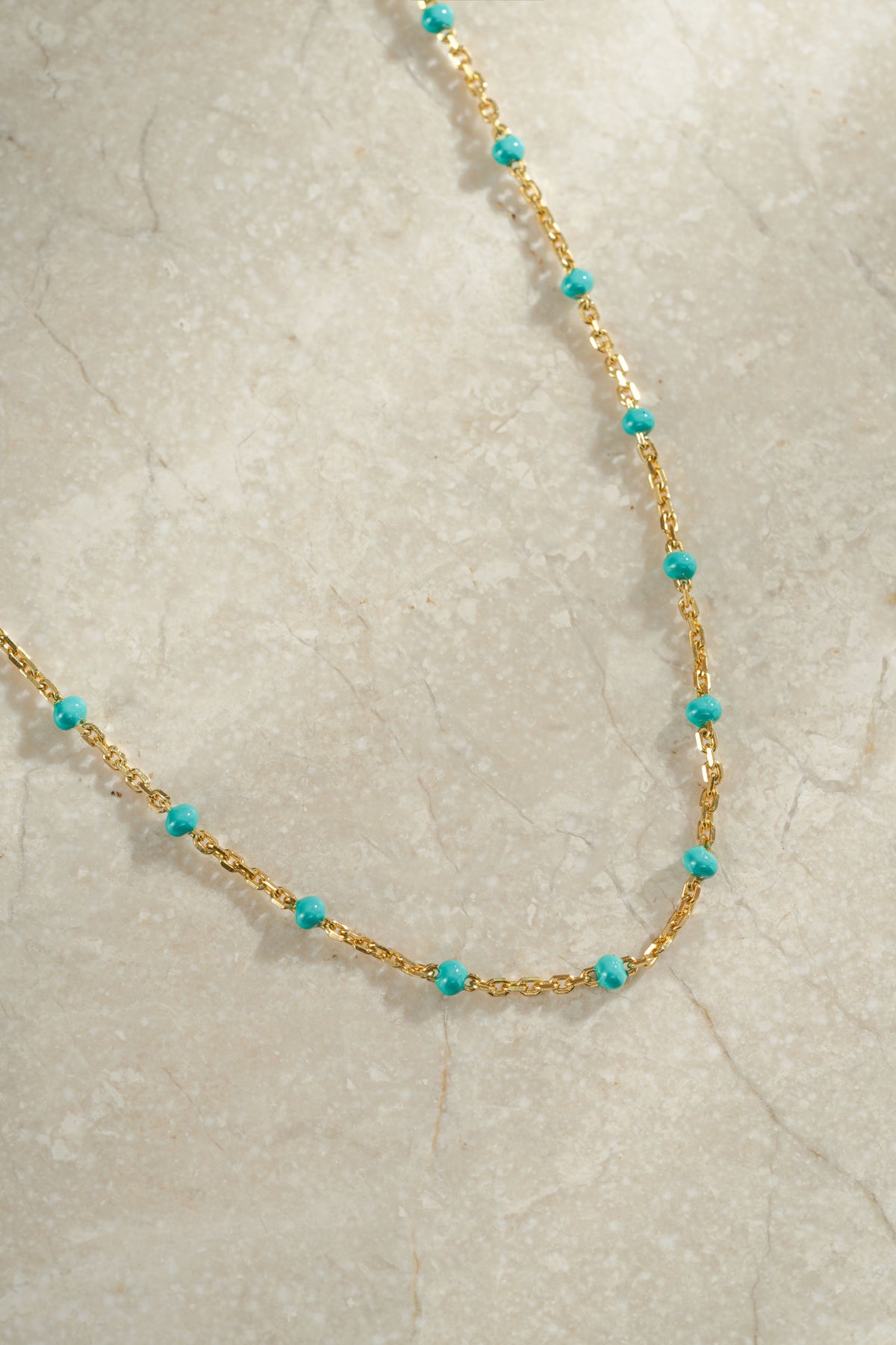 Turquoise Enamel Beaded Necklace