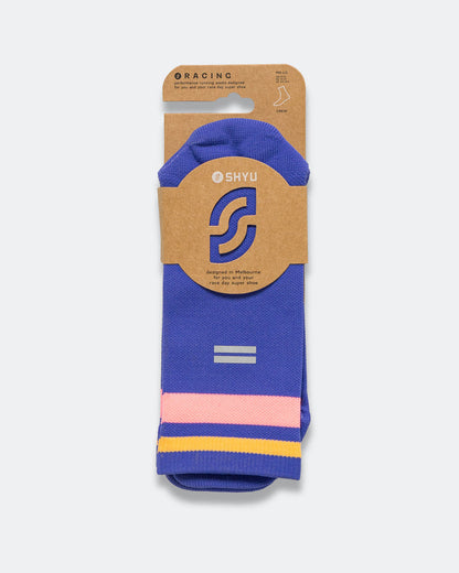 Half Crew Racing Socks - Blue/Blush-Apricot