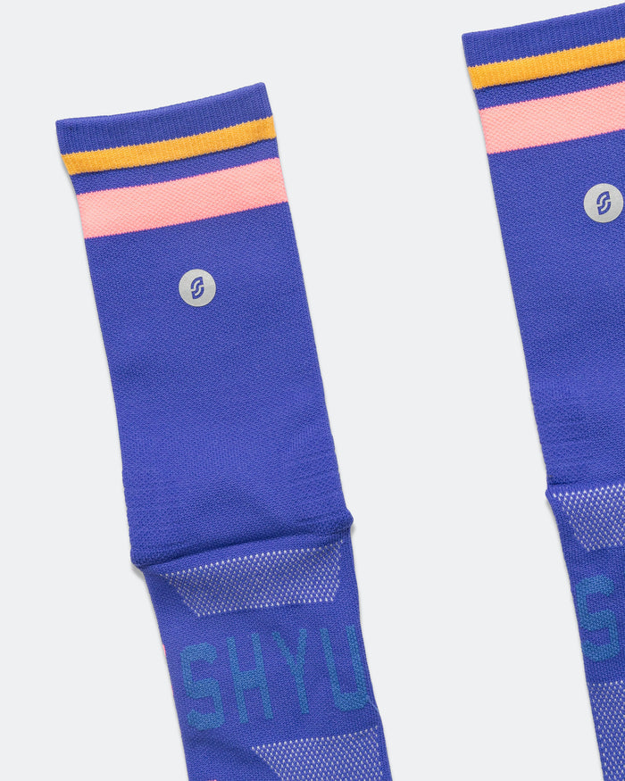 Half Crew Racing Socks - Blue/Blush-Apricot