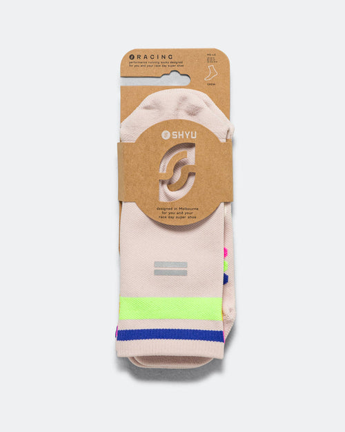 Half Crew Racing Socks - Goat/Sunrise-Peacock