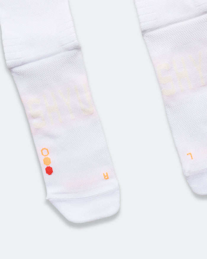 Half Crew Racing Socks - White/Tangerine-Red