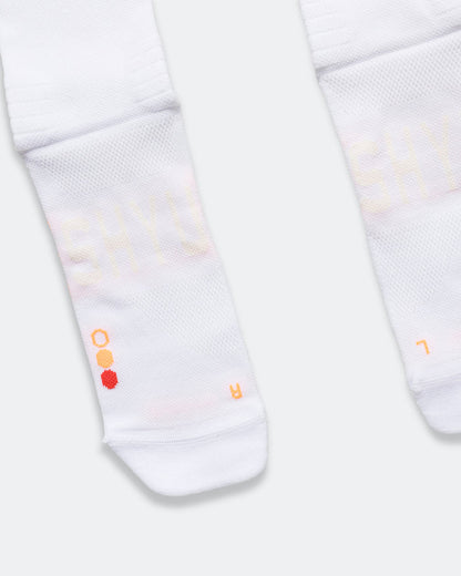 Half Crew Racing Socks - White/Tangerine-Red