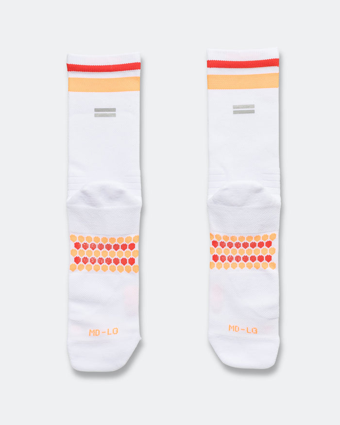 Half Crew Racing Socks - White/Tangerine-Red